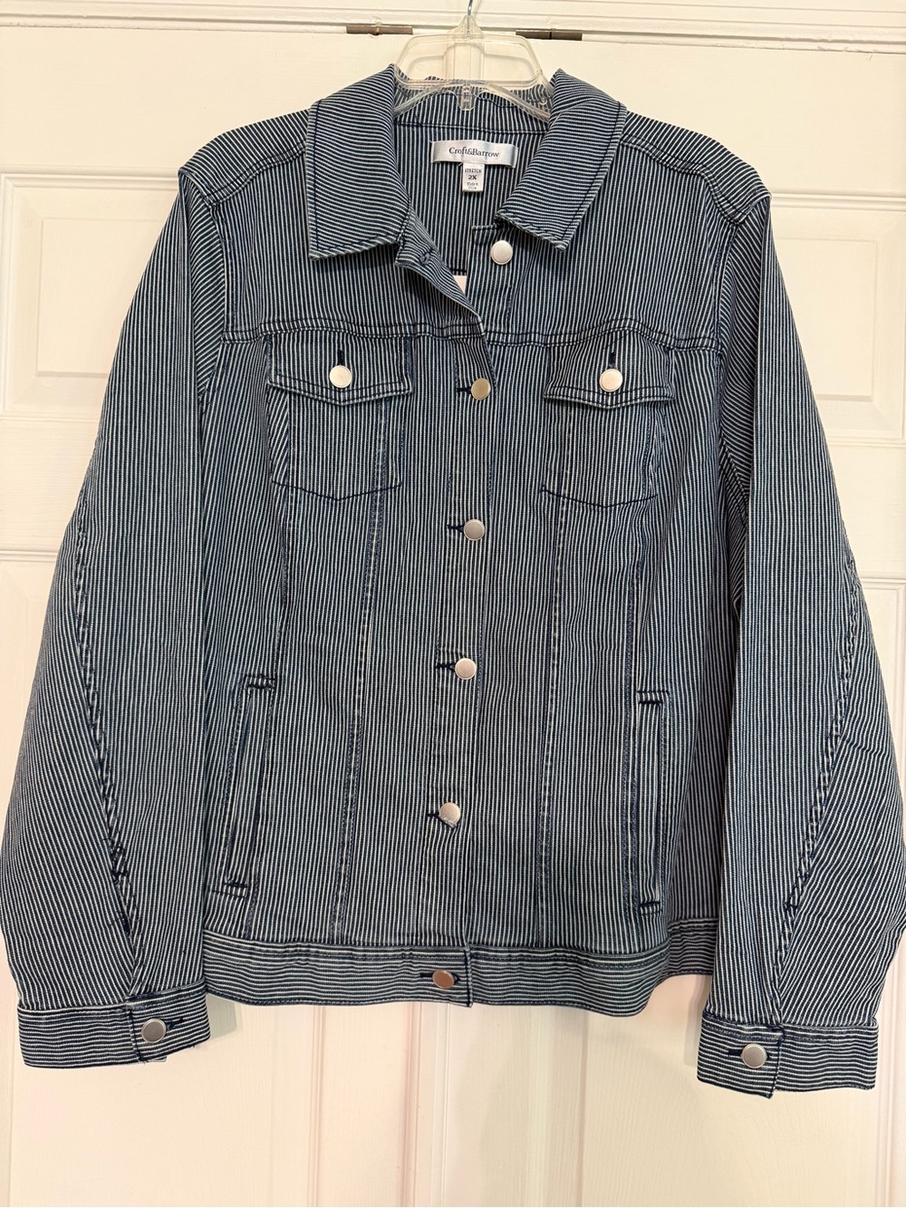 Women's Blue Stripe Denim Jacket 2X NWT. By Croft & Barrow
